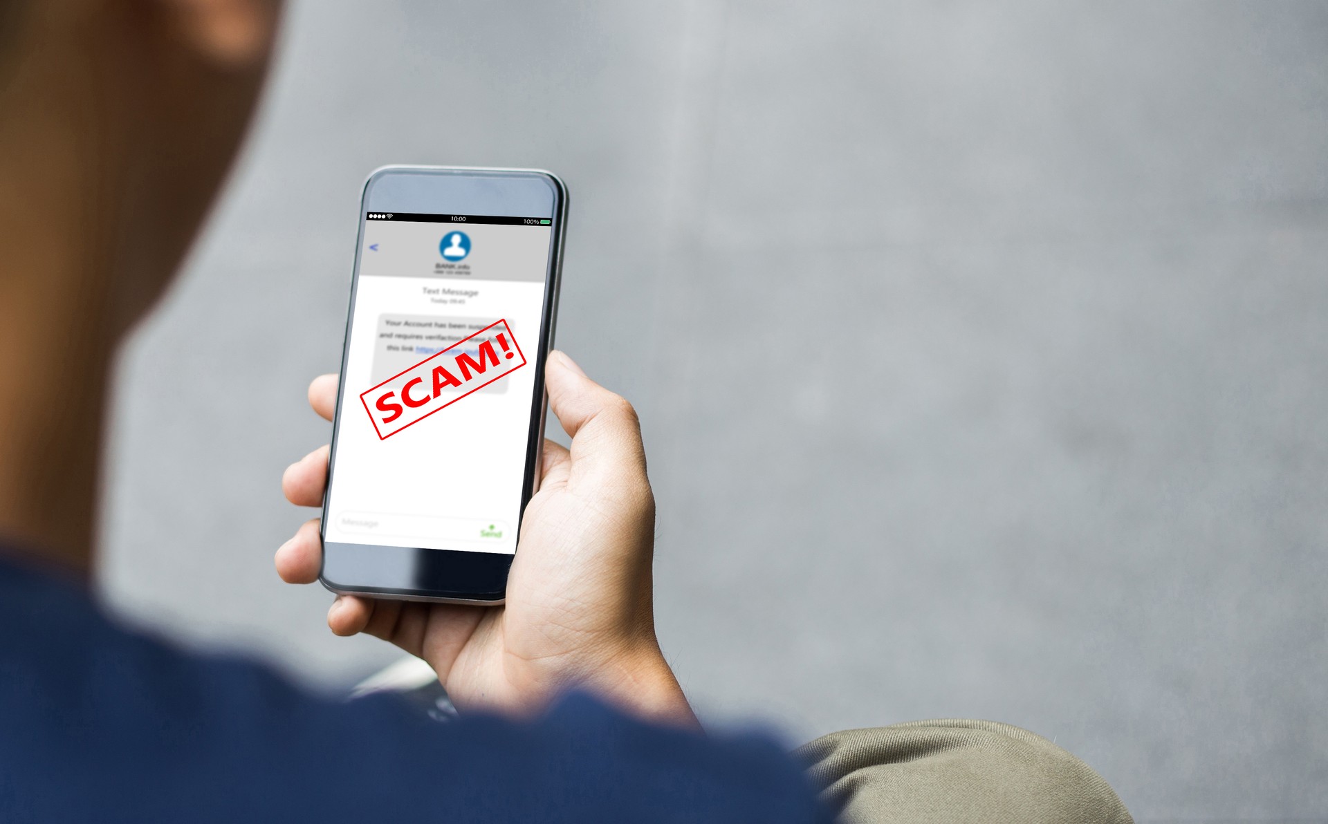 Text message SMS scam or phishing concept